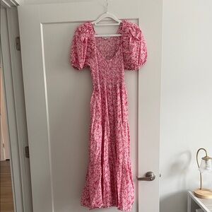 Moon River Pink Floral Maxi Dress